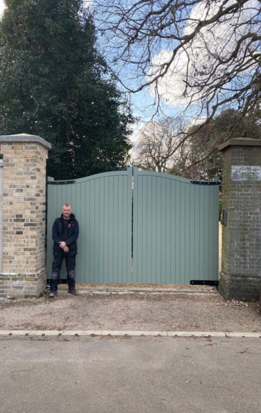 Green electric gates with AES intercom