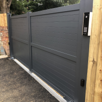 grey-aluminium-electric-gate modern grey aluminium composite gates with latest AES system