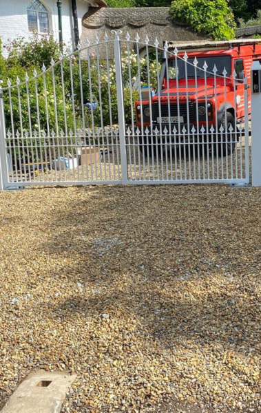 white electric gate installation in norwich
